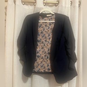 Skies are blue raja collarless blazer navy medium